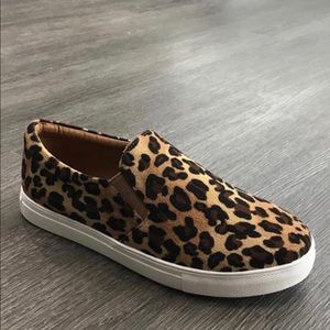 Leopard print slip on shoes